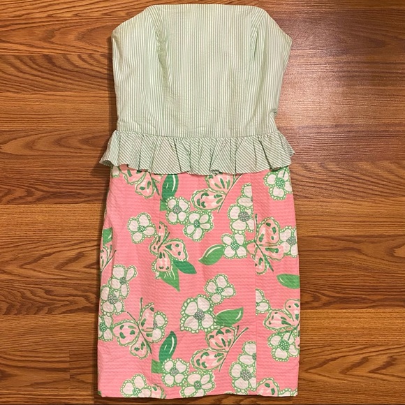 Lilly Pulitzer Dresses & Skirts - Lilly Pulitzer - green&pink flower strapless dress